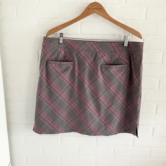 Golf America Skort Plaid Argyle Gray Pink Lime Green Sporty Cotton Stretch Sz 16 - Picture 10 of 14
